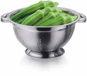 Aço inoxidável Perfuração Coador de drenagem profunda Qualidade Garantida Preço Adequado Cozinha Mini círculo Inox Colander Set