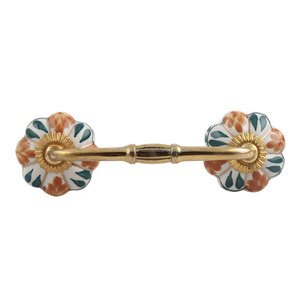 Poignée d'armoire faite à la main Caramel Floral céramique pont commode poignée Lot Vintage tiroir armoire porte tirer vente en gros - Product Image 3