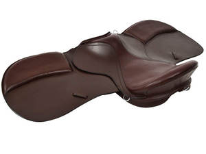 Selle en cuir tout usage GP sans arbre de dressage anglais noir/marron pour cheval - Product Image 5
