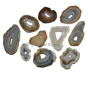 Rodajas de piedra de cristal de ágata Druzy estilo Feng Shui talladas con técnica de grabado - Product Image 1