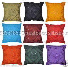 Federa da lavoro con specchio ricamato indiano Vintage federa da 16 \ "in cotone rosso copricuscino da divano stampato etnico decorazioni per la casa animali in PVC - Product Image 2