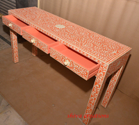 Table console en bois de style moderne avec incrustation d'os, hauteur réglable, meuble multifonctionnel pour la maison, le bureau et le salon