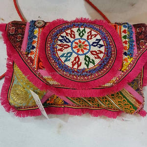 Indian Bohemian Handmade Women's Sling Clutch <b>Purse</b> with Zipper Closure Beading Embroidery Tassel - Product Image 1