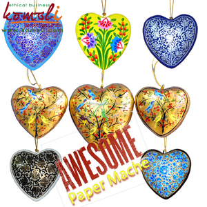 Decoraciones de corazón hechas a mano, adornos de árbol de Navidad, decoración de la India - Product Image 6