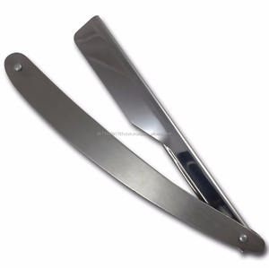 Rasoir droit à poignée en métal argenté - Product Image 1