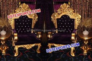 Derniers meubles dorés pour mariage Ensemble de meubles de scène pour mariage sud-asiatique de luxe Canapé au design moderne Chaises de fête Trône pour la mariée - Product Image 3