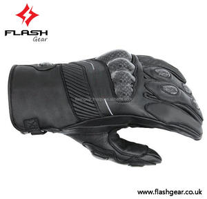 Flash Gear Guantes de cuero cortos de carreras vintage de alta calidad para hombres Guantes de motociclista personalizables para motociclista de - Product Image 5