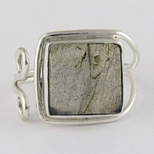 Bague en argent Sterling 925, Look Royal, Labradorite, forme carrée, bijoux en argent frais, vente en gros - Product Image 2