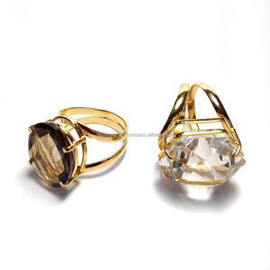 Anillos de Aro Doble con Piedras Facetadas para Mujer, Engaste de Barra BR;2100 R014 - Product Image 1