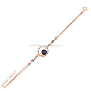 กุหลาบทอง P. 925พันเงินสเตอร์ลิงชั่วร้ายตาสร้อยข้อมือ BSBL070 - Product Image 1