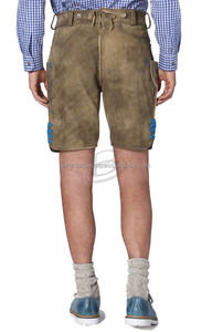 Pantalon en cuir de chèvre Winklbauer Heinz, pantalon en cuir de costume, cuissardes marron (Kniebund Lederhosen) - Product Image 2