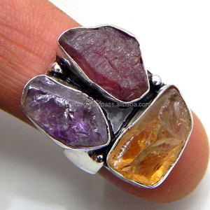 Anillo de plata con piedras preciosas de amatista en bruto, anillo de Plata de Ley 925 925, anillos de boda para mujer - Product Image 3