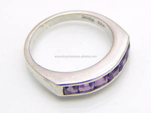 Anillo de plata con piedras preciosas de cuarzo amatista Anillo de Plata de Ley 925 925 Anillos de boda - Product Image 3