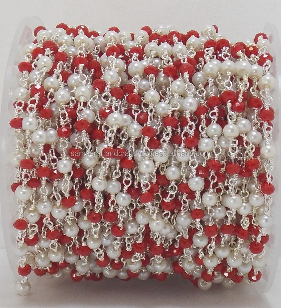 Perle et calcédoine rouge, perles de pierres précieuses, fil enroulé, fabrication de bijoux, chapelet perlé, chaîne