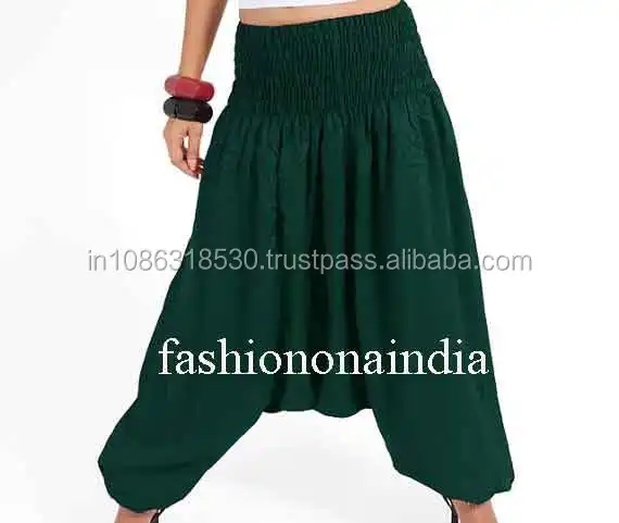GREEN Solid Harem Pants, Baggy, Ninja pants, Boho handmade, ali baaba Yoga Gypsy Hippie Baggy Pants Afghani Unisex wholesale