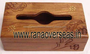 Organisateur de mouchoirs en bois, artisanal à la main, élégants, avec incrustation en laiton, de forme rectangulaire, nouvelle collection - Product Image 2