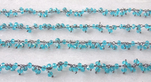 ที่น่าสนใจท็อปาสลวดห่อสีดําโรเดียมลูกปัดคลัสเตอร์ธรรมชาติหลายอัญมณีเครื่องประดับลูกประคําเหรียญ Charm โซ่ - Product Image 2