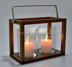 Lanterne de bougie de support de pilier en bois pour la décoration à la maison - Product Image 4