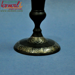 Bougeoirs vintage en métal noir gravé à la main, porte-bougie unique - Product Image 6