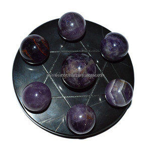 ดาวของเดวิดกับอเมทิสต์จักระทรงกลมบนโมราสีดำ - Product Image 1