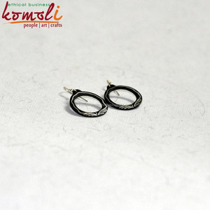 Black metal handmade <b>jewelry</b> round simple designs earrings - Product Image 4