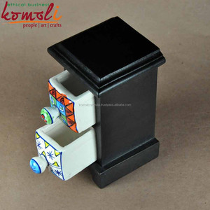 Colorful <b>Single</b>-Tier Ceramic Wooden Miniature Jewelry Storage <b>Drawers</b> Classic Foldable Design for <b>Wardrobe</b> Sundries Use - Product Image 4