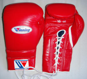 Red Winning Boxing Gloves Real Leather Boxing Gloves Lace up