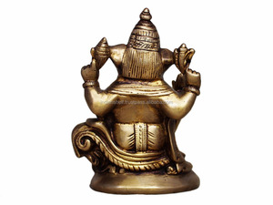 Indien fait main En Laiton Doré Bronze Ganesha Indian Spirituelles Traditionnelles Ganesha Statue - Product Image 4