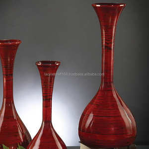 Jarrón de bambú de laca roja hilado ecológico más vendido, cerámica moderna de alta calidad para uso decorativo en el hogar y el jardín en Vietnam - Product Image 1