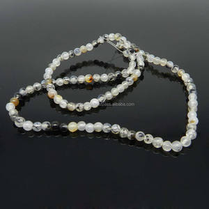 Cuentas de Ágata Montana de Ishu Gems para la Elaboración de Joyas, 16 Pulgadas de Largo, 4 mm, Cristales de Piedras Preciosas Lisas, Cuentas Sueltas Blancas de Material de Cuarzo - Product Image 1