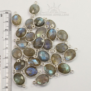 커넥터 LABRADORITE 보석 스털링 실버 팔찌 925 고체 니켈 및 무연 925 실버 보석 허용 천연 - Product Image 2