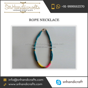 SnHandicrafts Silk Rope <b>Necklace</b> <b>Blue</b> Yellow Pink Bohemia Nautical Children's Anniversary Gift Jewelry - Product Image 1