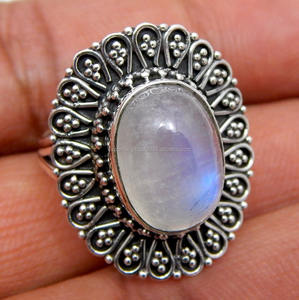พลอยมูนสโตนสีรุ้งธรรมชาติ925แหวนเงินแท้เครื่องประดับงานแต่งงานหรือของขวัญปาร์ตี้สำหรับผู้หญิง - Product Image 2