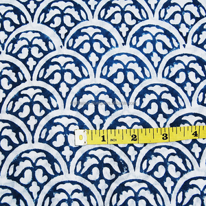 Sanganeri Block Printed Handmade <b>Voile</b> Fabric <b>White</b> Cotton Lightweight for Shirt and Bag Crafting for Boys and Girls - Product Image 2