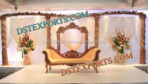 Pilliers en bois pour décoration de scène de mariage, thème paon, vintage, pour embellissement de mariage indien - Product Image 3