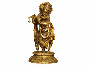 Estatua de bronce antiguo hecha a mano para decoración del hogar, estatua hecha a mano de la India del Señor Krishna, artículos de regalo, SMG-100-1 de 7,3x3,9 pulgadas - Product Image 2