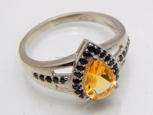 Anillo de Compromiso y Boda de Plata de Ley 925 con Citrino y Cuarzo, Clásico, de Alta Calidad, con Engaste de Garras, para Mujer - Product Image 4