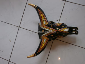 Decoración de pared de estilo mexicana, cabeza de búhos, vaca de resina pintada a mano, barato - Product Image 4