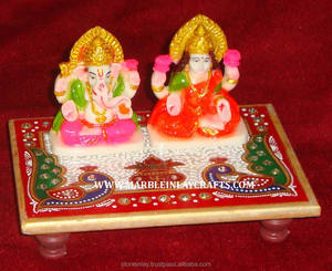 Diwali ของขวัญที่สวยงามหินอ่อน Chowki Laxmi พระพิฆเนศ - Product Image 1