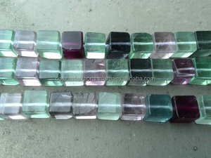 Cube Multi Color Fluorite Gemstone Beads Square Fluorite Bead 6 mm Cubic Stone Box Bead - Product Image 2