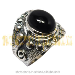 Hot Trendy Indian Handmade Sterling Silver Eternity Vermeil <b>Ring</b> Black Onyx <b>Finger</b> Jewelry Manufacturer & Supplier Fine Jewelry - Product Image 2