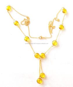 ชุดสร้อยคอจี้ควอทซ์สีเหลืองสำหรับงานแต่งงานลูกปัดแบบคลาสสิก - Product Image 5