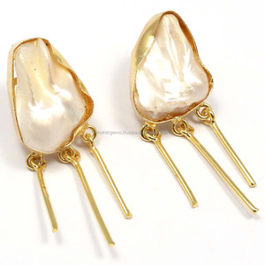 รูปร่างไม่สม่ำเสมอยาวท่อแขวนน้ำจืดมุกหอยนางรมต่างหูมุก - Product Image 1