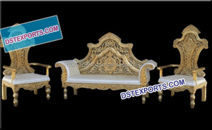 Chaise trône à dossier haut pour événement de mariage Ensemble de canapés en métal laiton doré Dernières chaises à dossier haut avec canapé Royaume-Uni - Product Image 5