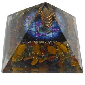 Pyramide d'orgonite de jaspe jaune naturel Pentagramme Couleur Trillion Cut Gemstone - Product Image 1
