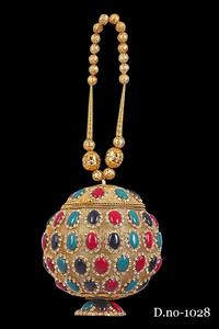 Vivid 1026 Handmade Ladies <b>Metal</b> Clutch High Quality Gold Silver <b>Beaded</b> Evening Party Stone Work Bridal Wedding Chain Flap - Product Image 5