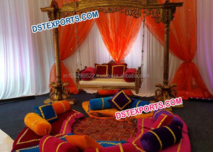 Meenakari ไม้สำหรับงานแต่งงาน,สวิงงานแต่งงานเจ้าสาวเจ้าบ่าวเวทีแกว่งงานแต่งงาน Jhula ผู้ผลิต - Product Image 3