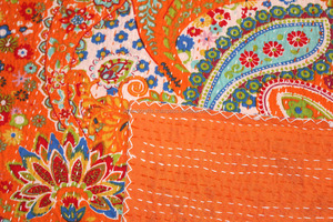 Paisley Kantha edredón de algodón indio hecho a mano Paisley Kantha funda de cama - Product Image 5