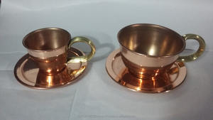 Tasse plate en cuivre avec assiette Verres en métal écologiques Récipient alimentaire durable Passe au lave-vaisselle Thé Alimentaire Style Ins élégant - Product Image 3