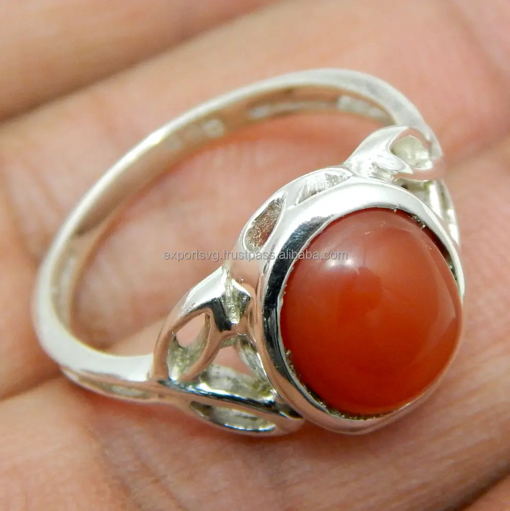 Penjualan Terbaik Desain Klasik batu permata karang merah 925 perak murni perhiasan cincin wanita hadiah batu pesta